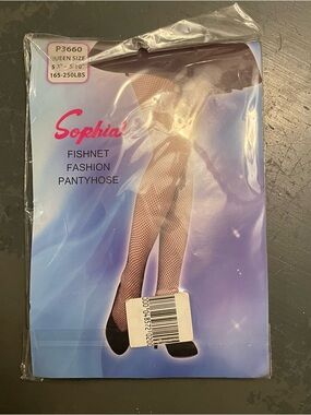 Black Fishnet Fashion Pantyhose - Queen Size Sophia large to 2x